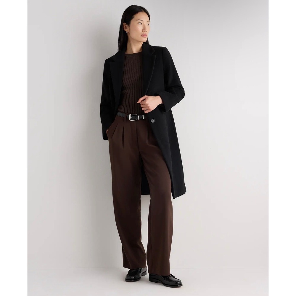 Quince Wool Cashmere Classic Single-Breasted Coat Black Medium HVCTCL006 NWT